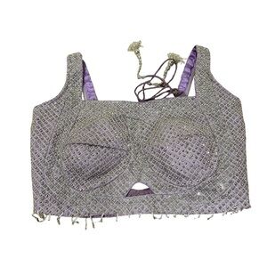 Elegant Purple Embellished Women's Blouse